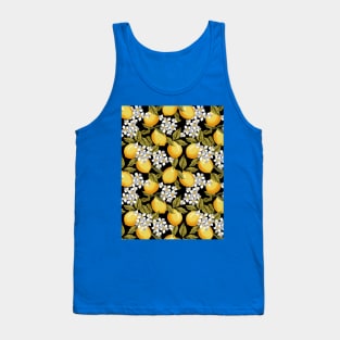 Lemons Pattern On Black Tank Top